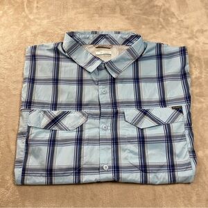 Columbia Silver Ridge Lite Plaid Blue Grey Omni-Shade Button Up Shirt Sz 2XL